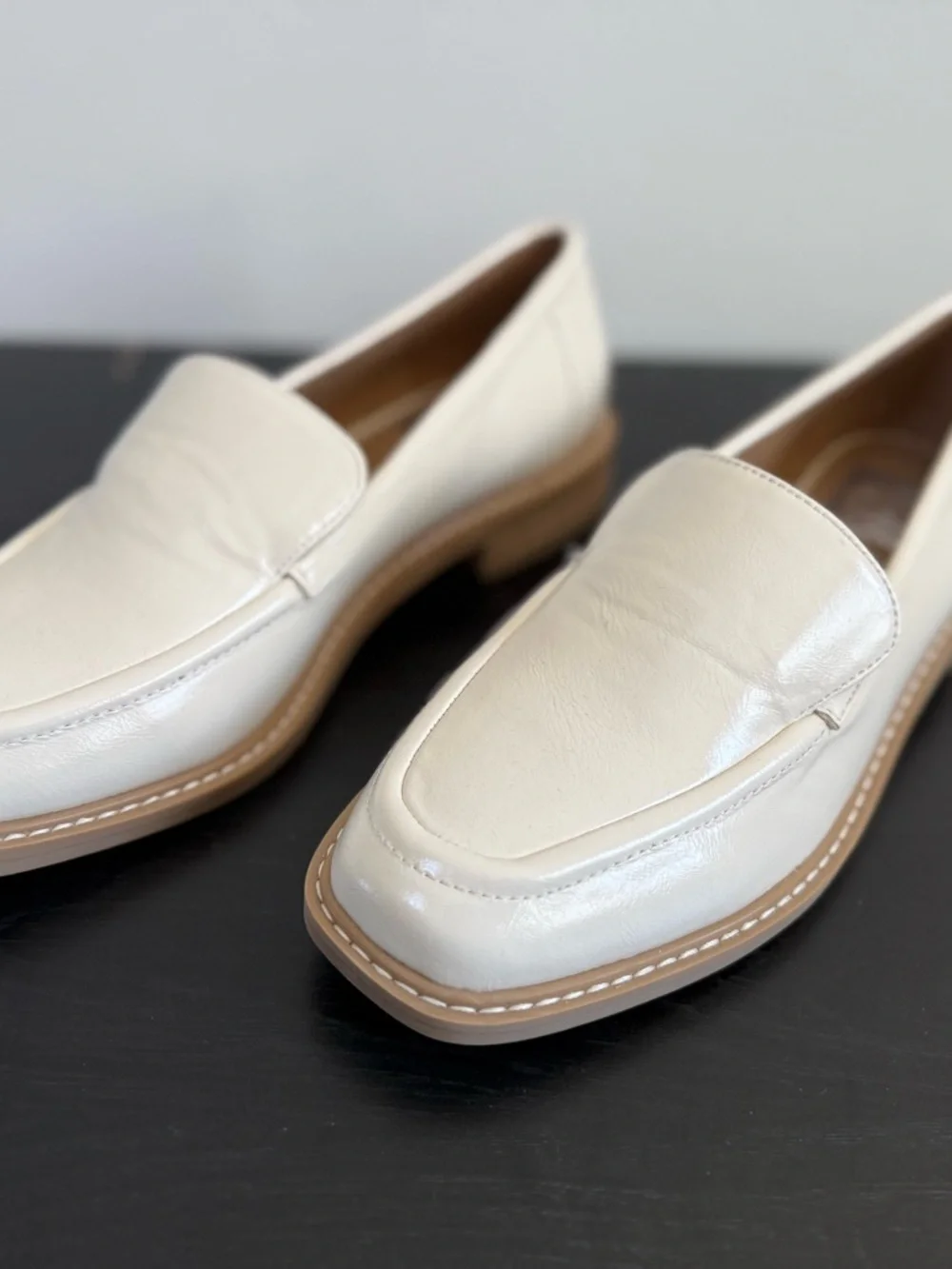 Dolce Vita Fran Loafers Cream Square Toe Slip On Flats Womens 5.5 NWOT